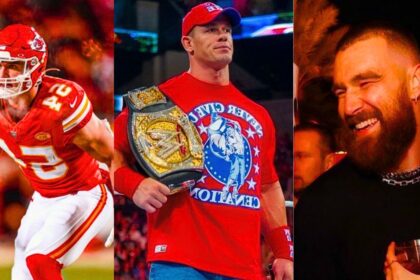 “John Cena in F***** Pads” Travis Kelce Playfully Compares LB Leo Chenal to WWE Legend John Cena Following Impressive Super Bowl Performance