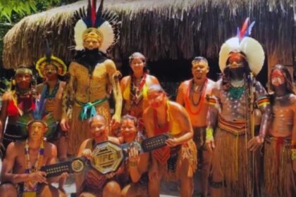 Tribal champion: Pataxó chieftain praises Alex Pereira's success in the UFC and his native origins